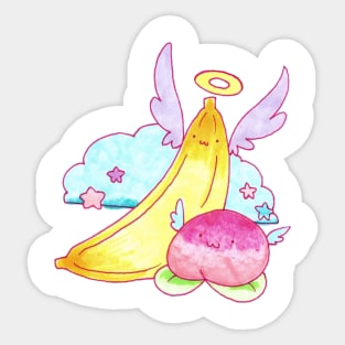 Peach Fruit and Banana Angels Sticker